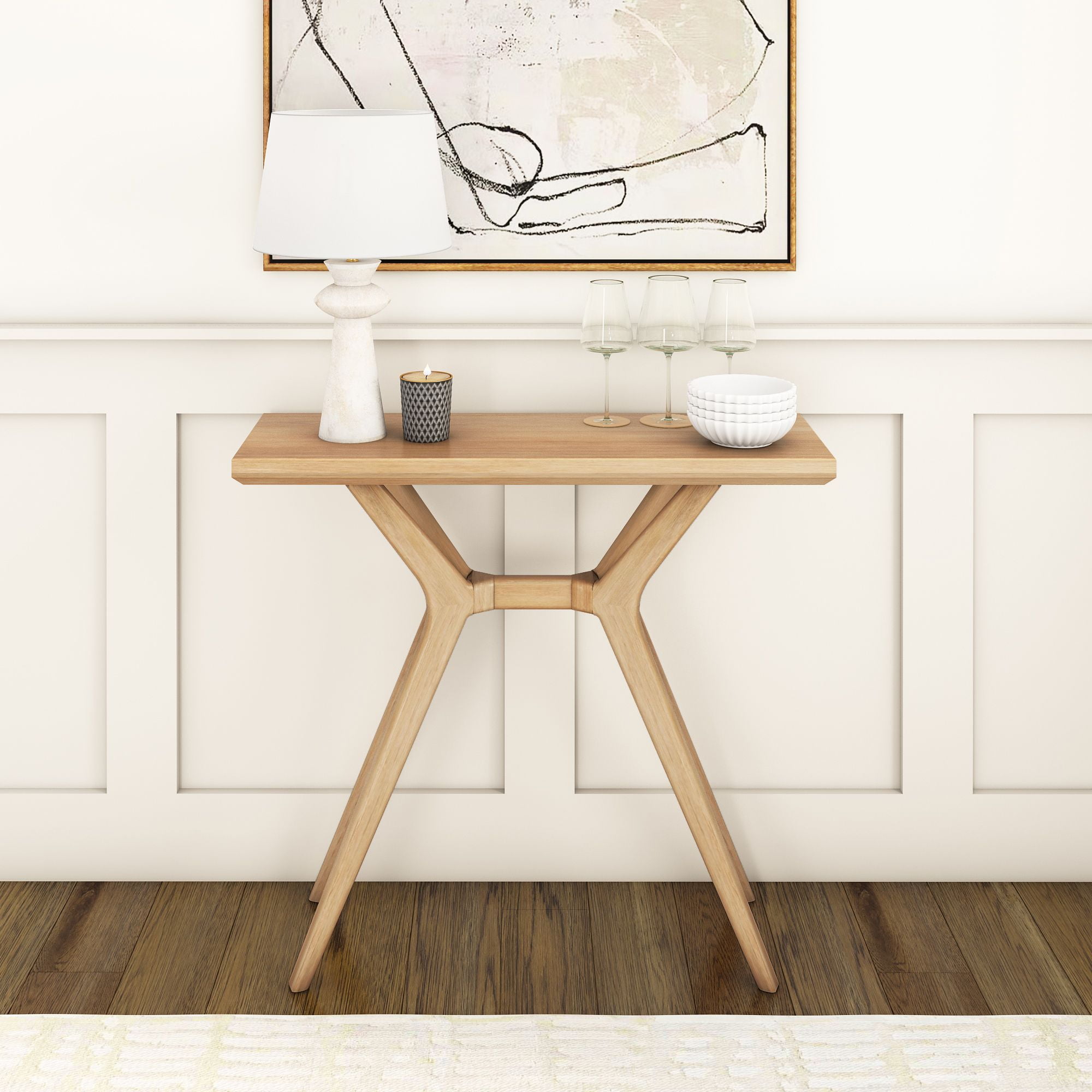 Plank+Beam Verso Console Table, 36 Inch Solid Wood Modern Sofa Table, Narrow Entryway Table for Hallway, Behind the Couch, Living Room, Foyer, Blonde