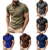 2 Pack Golf Shirts for Men Short Sleeve Button Collared Athletic Workout T-Shirts Mens Casual Solid Pullover Breathable Baseball Tees Tops