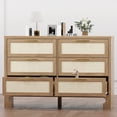 thumbnail image 3 of Commode Style Ferme, Commode à 6 Tiroirs, Commode en Jute, Commode Horizontale avec Poignées en Métal, Armoire de Rangement en Bois pour Chambre, Salon, Entrée, Brun, 3 of 7