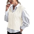 thumbnail image 2 of Langwyqu Spring Fall V-Neck Women Sleeveless Knit Vest Ribbed Sweater Pullover, 2 of 5