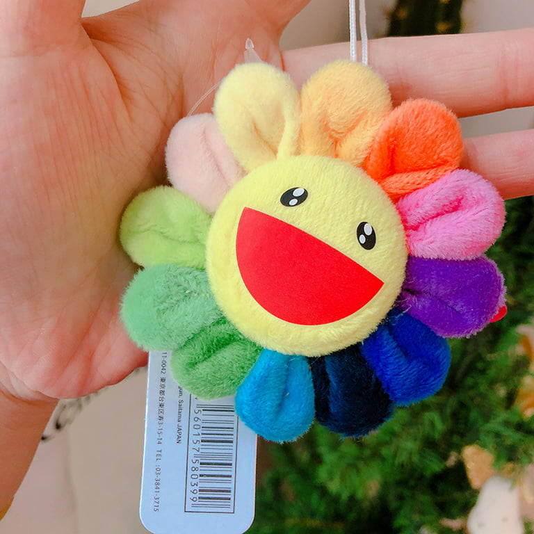 Nokiwiqis Newest Flower Takashi Murakami Kiki Kaikai Brooch Rainbow Sunflower Pin Badge Strap Plush Cute Toys, Size: One Size