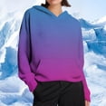 thumbnail image 7 of FNFHFY Hoodies for Women Color Block Hooded Sweatshirt Cozy Knit Sweater Pullovers Loose Drop Shoulder Hoodie, 7 of 7