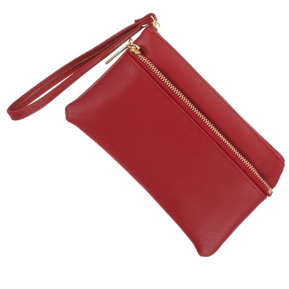 Raindrops 1Pcs Red Pu Wallet For Women With Large Capacity And Secure Zipper For Travel