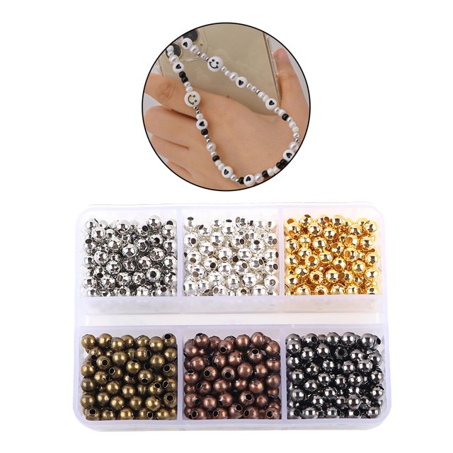 redondas de Metal de 200 Uds., espaciadores de 4mm, de tope, fabricación de joyería DIY, collar, colgante, abalorios, suministros para Baoblaze Cuentas redondas engarzadas