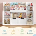 thumbnail image 4 of Homfa 4 Doors Kids Bookcase with 3 Tier Book Racks & 2 Mobile Drawers, 4 Cube Bookshelves Toy Storage Organizer for Playroom Kids Room, White, 4 of 8