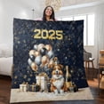thumbnail image 2 of Happy New Year Miniature American Shepherd Welcome 2025 Balloon Firework Party Quilt Blanket MAS Dog Lover Gifts Cozy Comforter Throw Blanket - 01014, 2 of 5