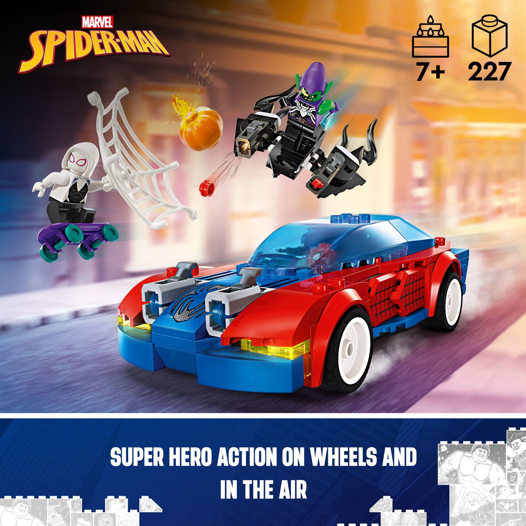 LEGO Marvel Spider-Man Race Car & Venom Green Goblin, Marvel Building Toy for Kids with Ghost-Spider Minifigure and Buildable Race Car Toy, Spider-Man Gift for Boys and Girls Ages 7 and Up, 76279