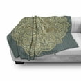 thumbnail image 2 of Mandala Soft Flannel Fleece Throw Blanket, Bohemian with Ornamental Folk on Vertical Stripes, Cozy Plush for Indoor and Outdoor Use, 50" x 60", Cadet Blue Pale Yellow, by Ambesonne, 2 of 5