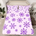 thumbnail image 2 of Feelyou Purple Snowflake Twin Sheet Sets, Winter Christmas Twin Fitted Sheet, Dreamy Cartoon Flat Sheet, Super Cozy Room Decor,3 Pieces, 2 of 7