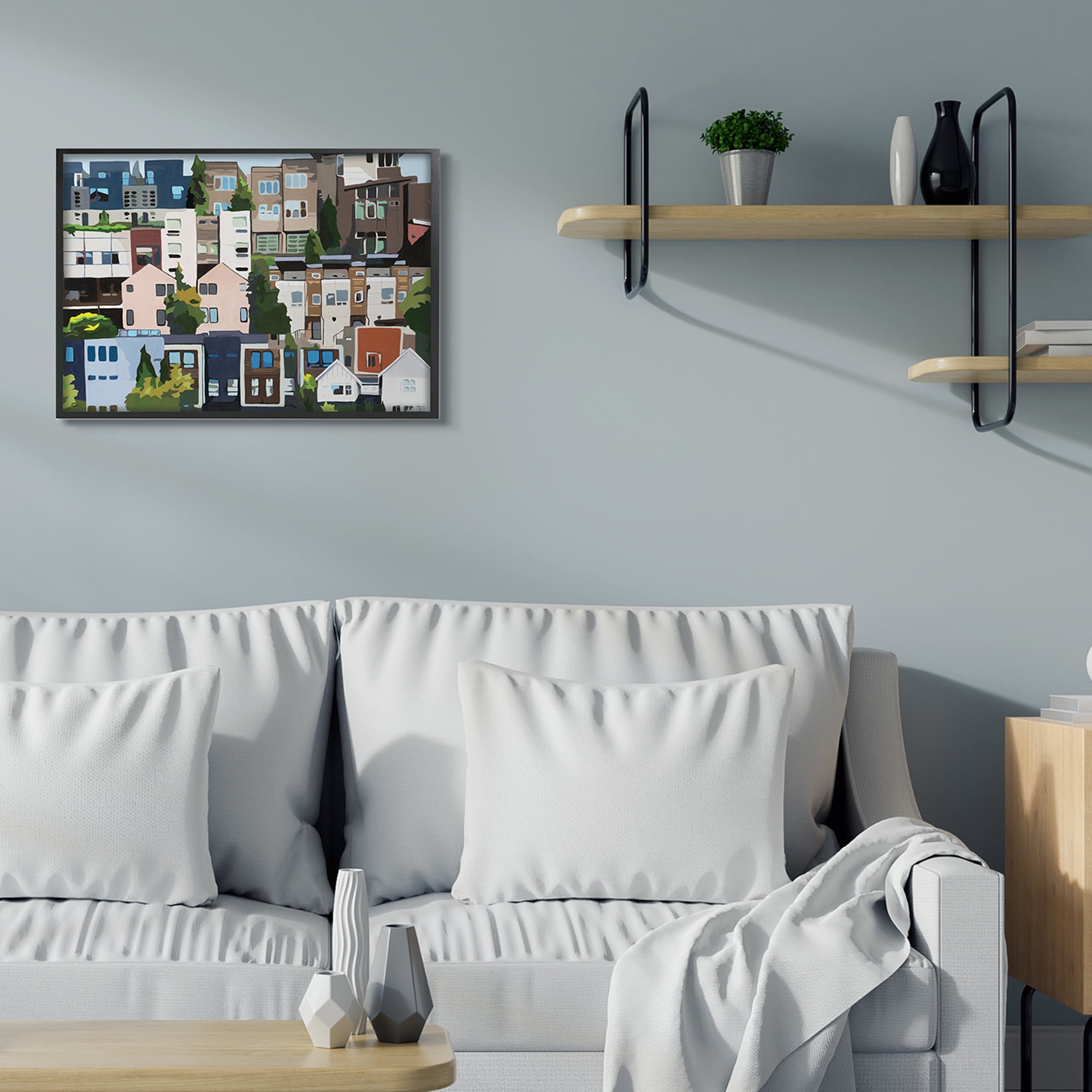 Stupell Industries Urban Apartments Cityscape Colorful Abstract Trees,24 x 30,Designed by Beth Ann Lawson