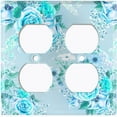 thumbnail image 3 of Metal Light Switch Plate Outlet Cover Teal Rose Flower Wallpaper ROS047, 3 of 13