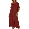 thumbnail image 5 of yillto Women's Dress Short Sleeve Crew Neck Summer Causal Beach Flowy Long Sundress with Pockets, 5 of 7