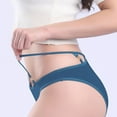 thumbnail image 4 of absanyy Womens Stylish Comfortable Lingerie, Blue Bikini Cut Underwear with Gold-Toned Clasps, 100% Polyester, Size L, Strappy Design, Affordable Trendy Underwear, 4 of 4