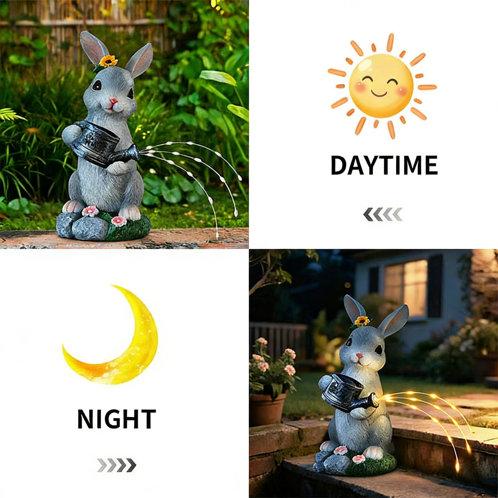 Easter Solar Lights Outdoor, Easter Solar Kettle Lights, Resin Rabbit Statues Garden Lantern Lawn Decorative Lights, Solar LED Night Light for Pathway Yard Patio, Easter Decorations Outdoor, Bunny