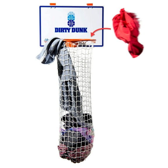 The Dunk Collection - Dirty Dunk - Over-The-Door Basketball Hoop Laundry Hamper, Original