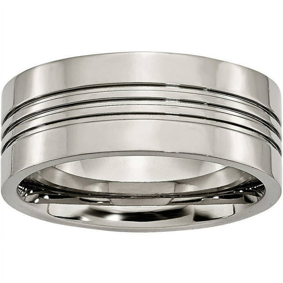 Titanium Grooved 9mm Polished Band