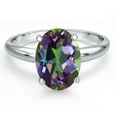 thumbnail image 3 of Gem Stone King PLAT-900 Platinum Green Mystic Quartz Engagement Ring for Women | 3.00 Cttw | Oval 10X8MM | Gemstone Birthstone | Size 8, 3 of 6
