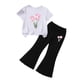 thumbnail image 2 of Conjuntos de blusas y camisas de cuello redondo y manga corta para niños, top con capucha de manga larga de color con cintura elástica, pantalones largos, traje casual y cómodo, conjunto de poliéster, 2 of 6