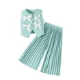 thumbnail image 6 of CPNG Girl's 2 Piece Outfits Bowtie Decoration Halter Sleeveless Vest Top and Elastic High Waisted Pants Set(Light Green,6 Years), 6 of 9