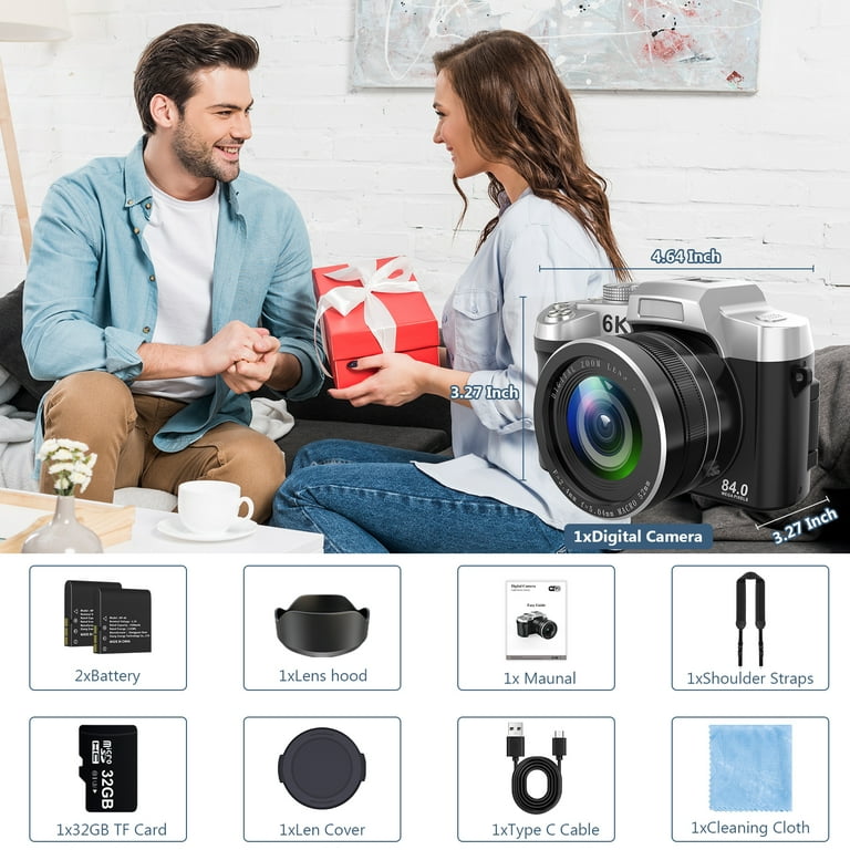 XLURC 6K Digital Camera for Photography 84MP Digital Cameras with