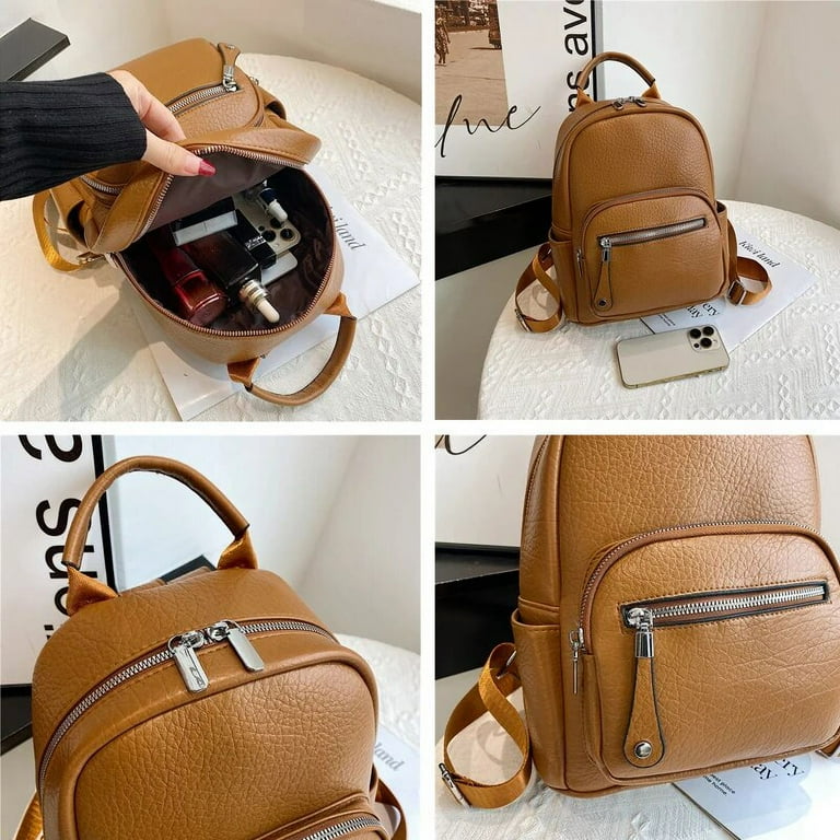 LinYooLi Brand Soft Leather Women Backpacks Solid Color High Quality Small School Bags For Teenagers Girls Casual Lides Shoulder Bag Sac