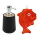 thumbnail image 1 of Dispensador de jabón de manos, dispensador de líquido, con toalla de mano, dispensador de loción moderno Manual con bomba, para baño, dormitorio, pez rojo negro, 1 of 9