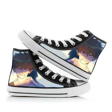 

Japanese Anime My Hero Academia Printed High Top Canvas Sneakers Lace Up Classic Casual Walking Shoes