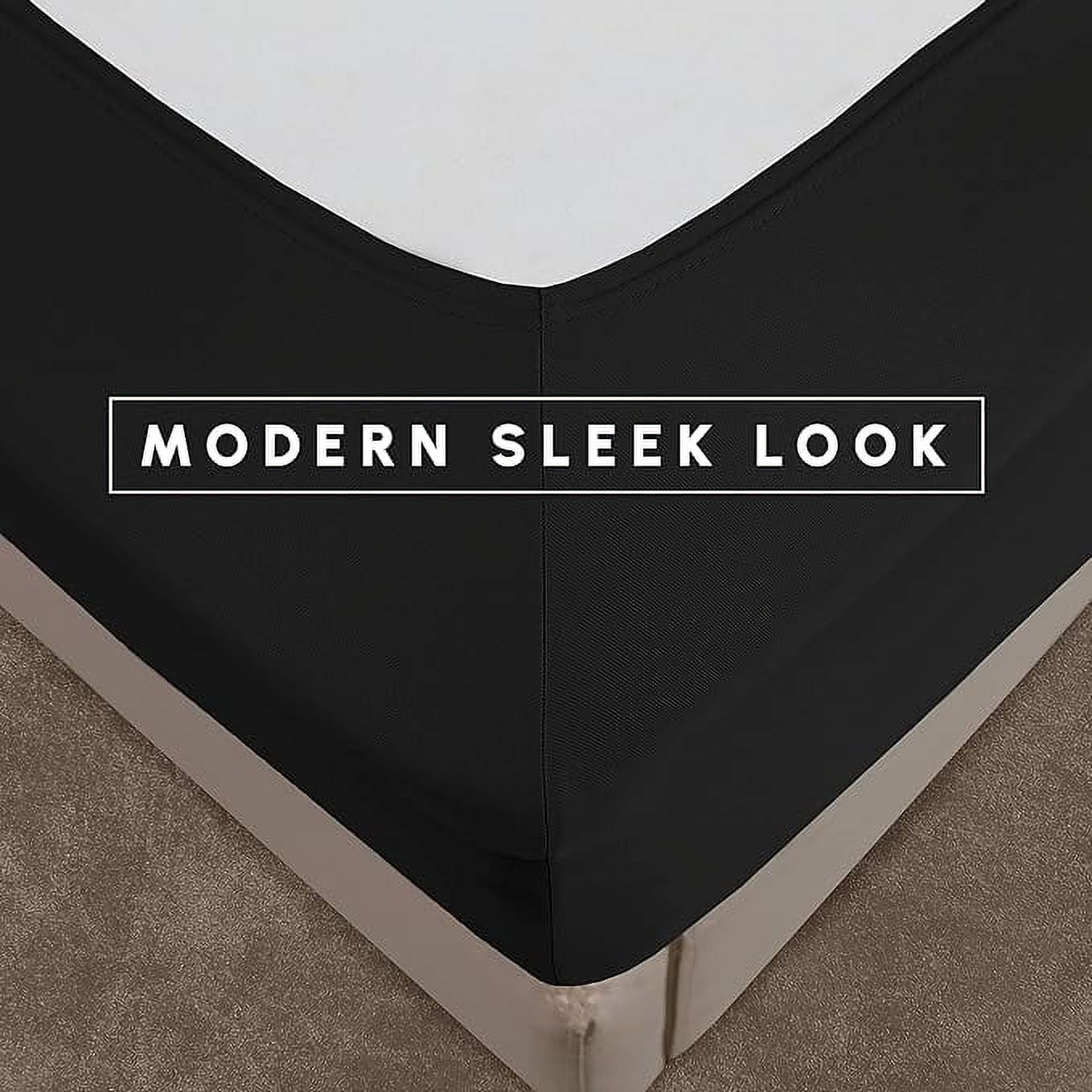 Elegant Comfort Box Spring Cover - Stretchy 4-Way Elastic Jersey Knit Alternative to Bed Skirt, Ultra Soft and Wrinkle-Free, Queen, Black