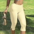 thumbnail image 6 of Dagugfen Yoga Capris for Women Straight Slim Leg Fitness Elastic Waist Slit Bottom Athletic Activewear Capri Pants, 6 of 7
