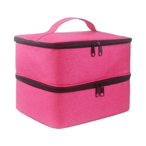Soidarity Bolsa de nailon para estuche de transporte de esmalte de uñas, fácil almacenamiento y acceso, cómoda y organizada, fácil de llevar Juegos de manicura Rosa roja