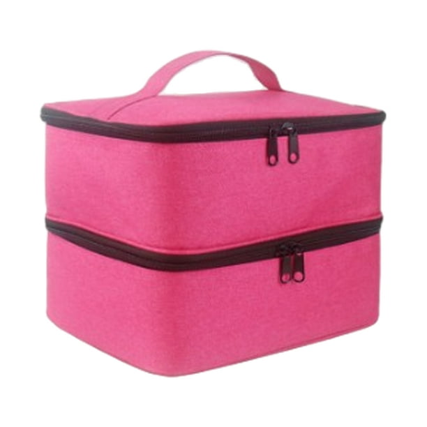 Qarigey Bolso organizador de esmalte de uñas fácil de llevar de nailon, organizadores de esmalte de uñas para retoques, de viaje o de viaje Juegos de manicura Rosa roja