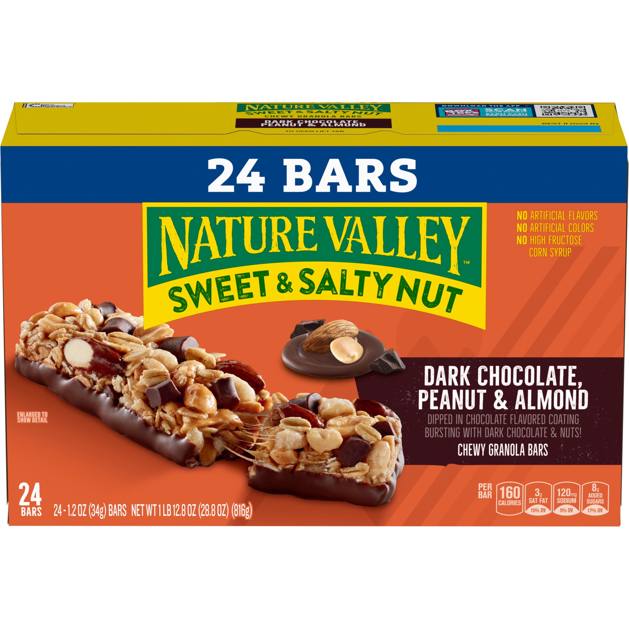 (4 pack) Nature Valley Sweet and Salty Nut Bars, Dark Chocolate Peanut Almond, 24 Bars, 28.8 oz