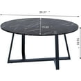 thumbnail image 4 of Oval Faux Black Marble Coffee Table Wooden Gold Elliptic Modern Side End Table for Coffee Dinning Living Room Kitchen, Small Stand Modern Design Home Furniture Black Table for Couch, 4 of 8