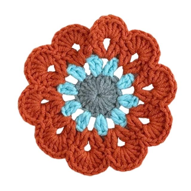 Protección de la mesa de la montaña de crochet hecha a mano Decoraciones del hogar Decoración de la bosque decorativa de la bebida decorativa para el Azul naranja