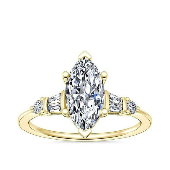 2.30 Carat Sparkle Marquise Cut Moissanite Diamond Anniversary Ring for Women 14K Yellow Gold Ring Size 7 by Diamond-Capitals