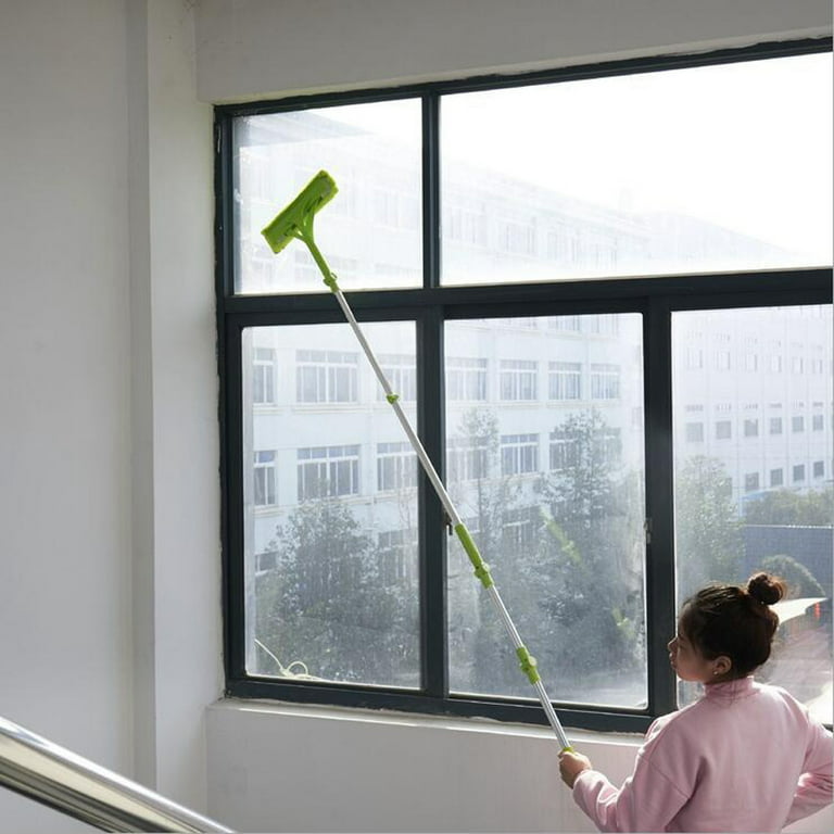 Verpetridure Multifunctional Telescopic Pole Double-Sided Window Cleaner Mop, Size: One size, Green