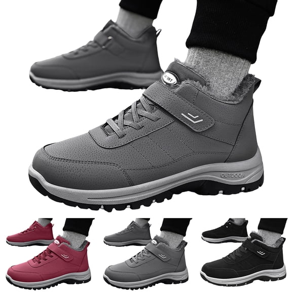 Pandaie Snow Boots for Women Winter Fleece Lined Ankle Booties Waterproof Lace up High Top Sneakers Shoes for Outfoor Hiking Walking Black 6.5