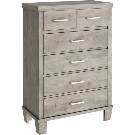 Vintage Dresser for Bedroom with 6 Drawers  Vintage Design Wood Drawer Dresser Chest of Drawers for Closet  Living Room  Hallway  Nursery  Kids Bedroom  Grey