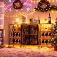 thumbnail image 3 of Garvee Wine Bar Cabinet 55.12 x 13.78 x 30.31", Wine Rack & Glass Holder, USB LED Light, Retro Brown, 3 of 9
