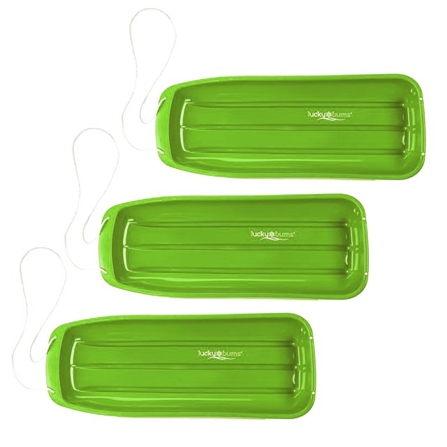 Lucky Bums Snow Kids 48" Plastic Toboggan Sled w/ Pull Rope, Green (3 Pack)