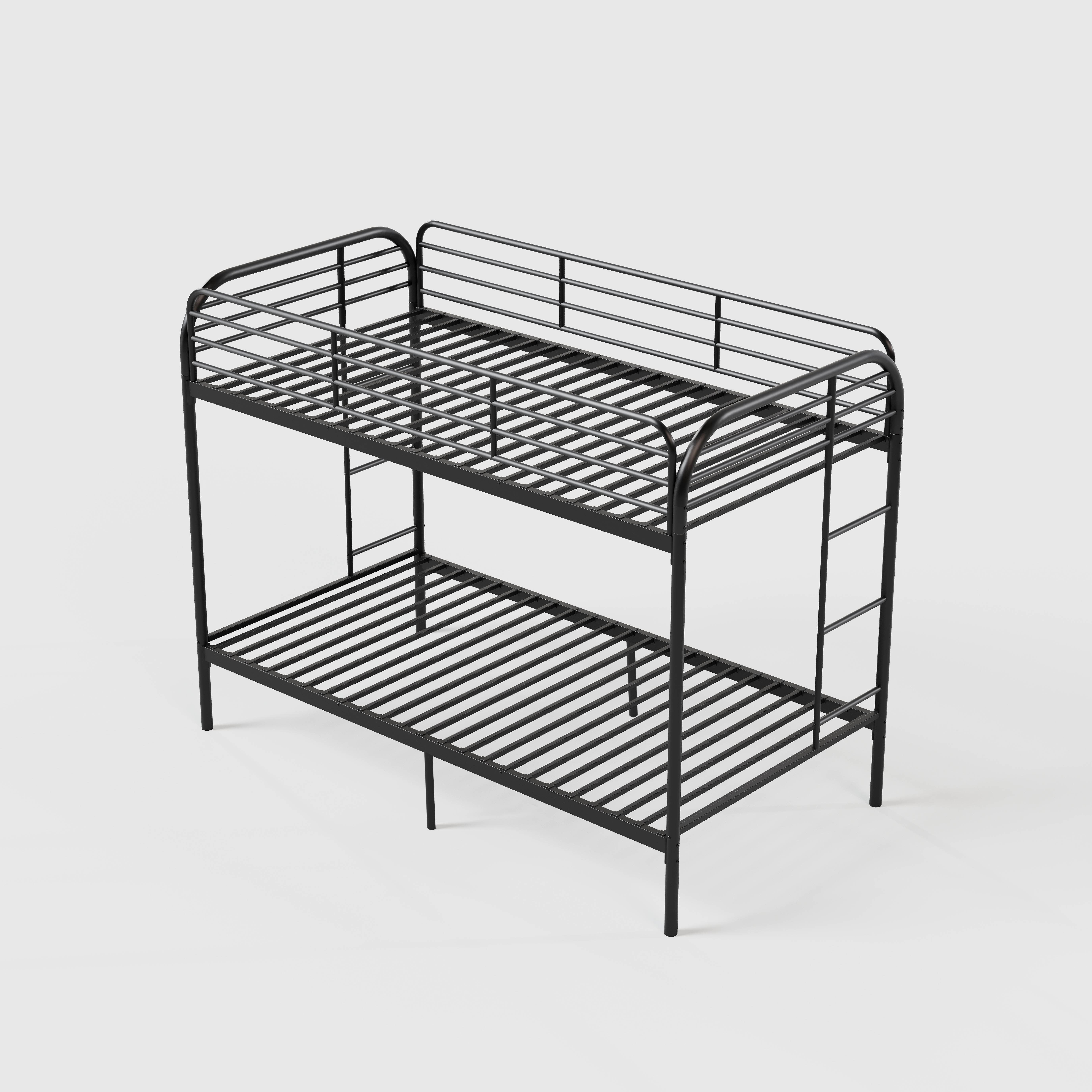 MAYEERTY Twin Over Twin Metal Bunk Bed, Low Profile Steel Bed Frame with Ladder for ids Teens Adults Bedroom Dorm