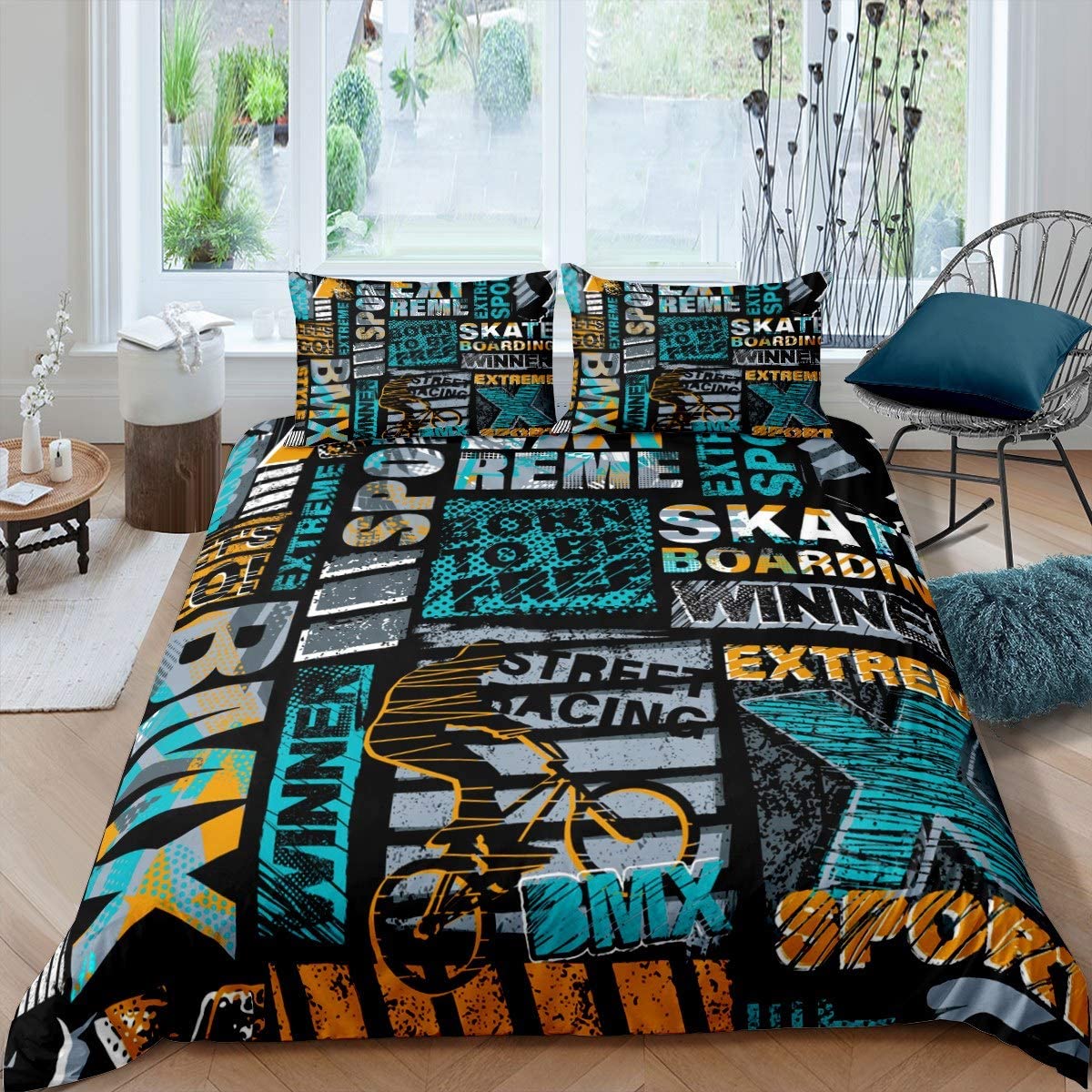 Hippie Graffiti Duvet Cover Dirt Bike 
