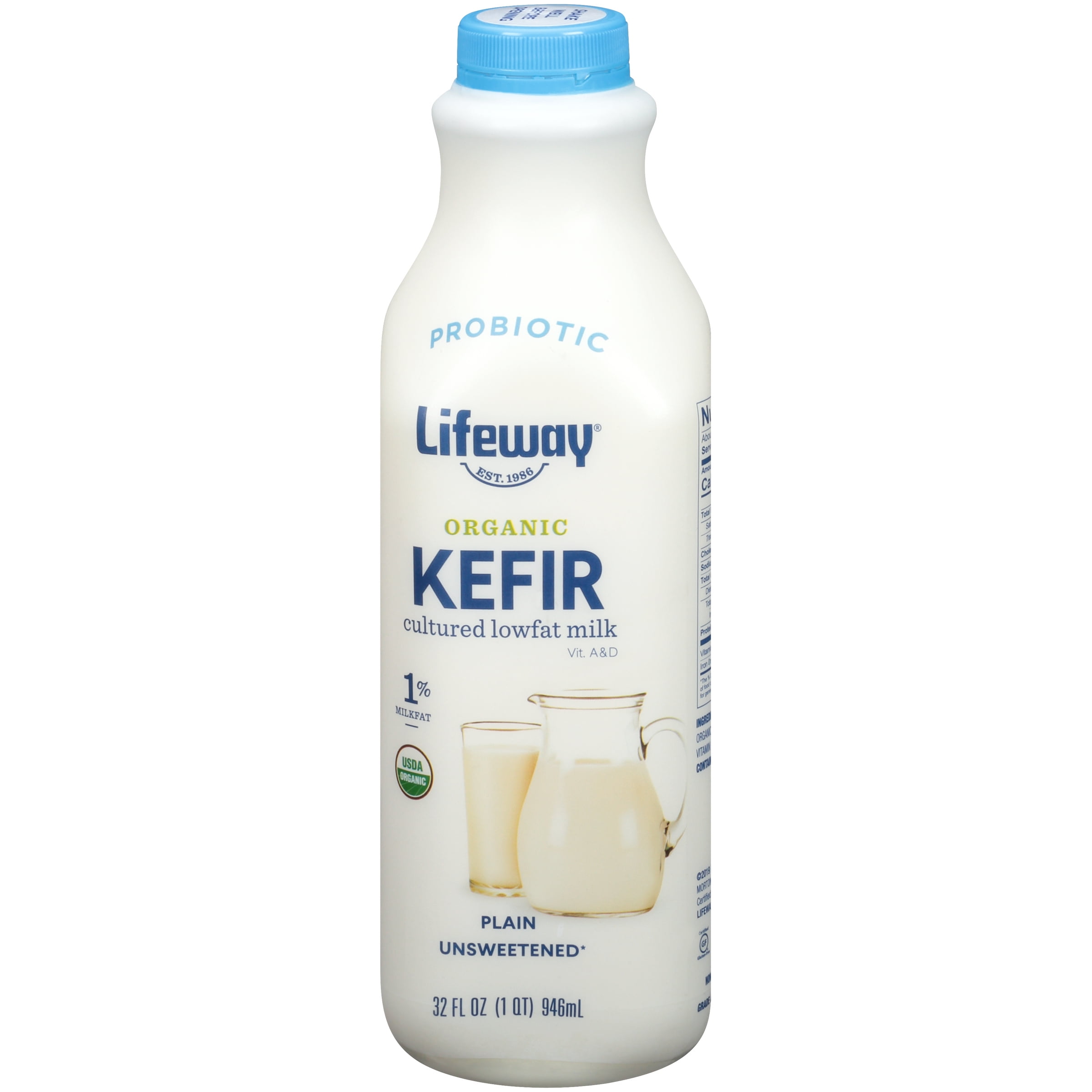 Lifeway Organic Kefir Cultured LowFat Plain Milk, 1 Quart Walmart
