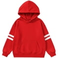 thumbnail image 4 of Vmberlty Hoodies for Girls 2-14 Years Old, Striped Sleeve Pullover Hoodie with Kangaroo Pocket, Loose Drop Shoulder Kids Casual Sport Sweatshirts, 4 of 6