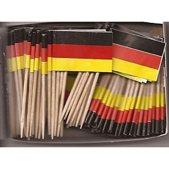 25 Box Wholesale Lot of Germany Toothpick Flags, 2500 Small Mini German Flag Cupcake Toothpicks or Cocktail Picks