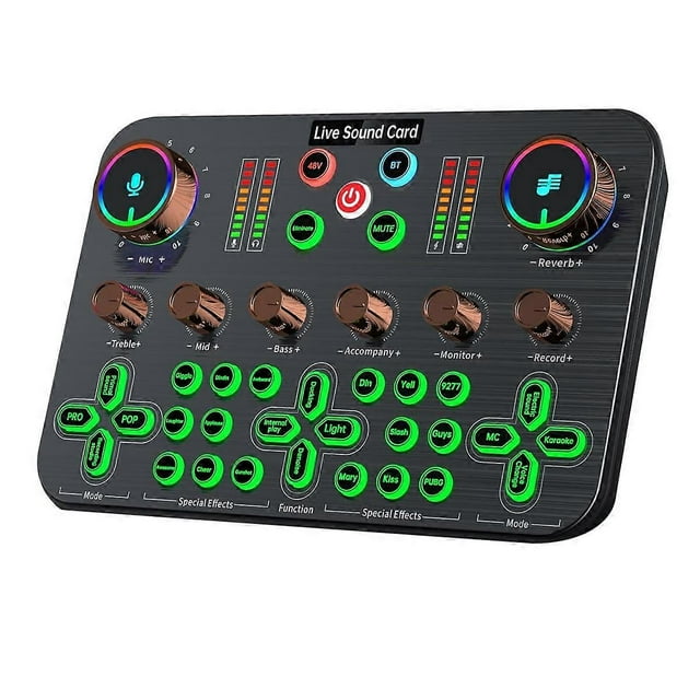 Gaming Audio Mixer, Streaming Audio Mixer, Audio Interface Sound Card for Live Streaming, Podcast Recording, PC, Guitar