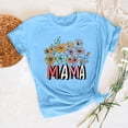 thumbnail image 6 of GaThRRgYP Summer Tops,Summer Tops for Women 2025,Women Mother's Day Gift Mom Flower Print Short Sleeve Round Neck T-shirt Pattern Top Blue XXL, 6 of 7