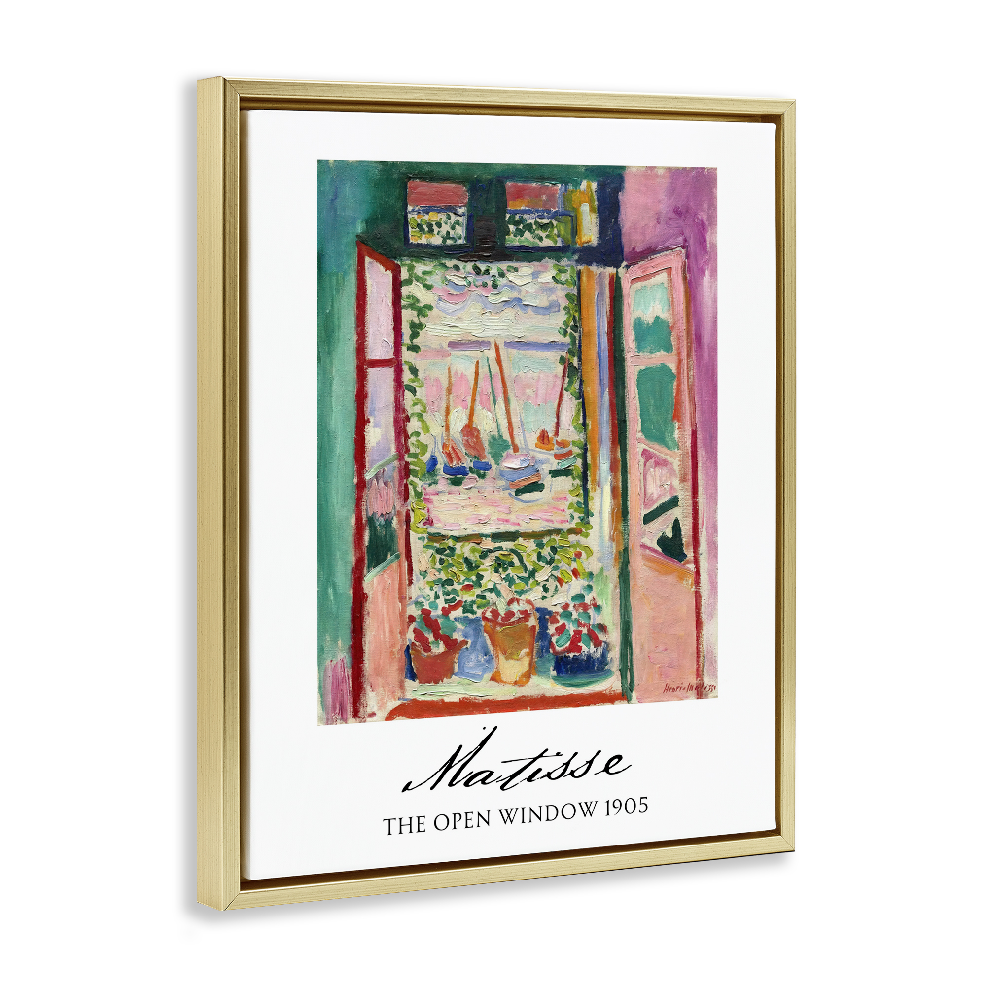 The Open Window Matisse Gold Framed Floater Canvas Wall Art, design by Vintage Hustle