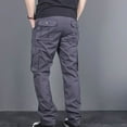 thumbnail image 7 of Hzgobj Men's Casual Cargo Pants Workout Joggers Stretch Sweatpants Hiking Drawstring Tactical Pants with Multi Pockets Elastic Waist Workout Joggers Sweatpants Streetwear Trousers for Men, 7 of 7