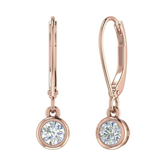 0.66 Carat Diamond Lever-back Drop Earrings in 14K Rose Gold - IGI Certified